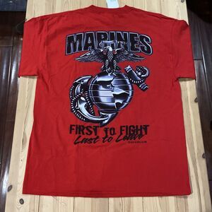 Black Ink Design USMC Metallic Chrome Red L Marine Corp Logo NWT 2004